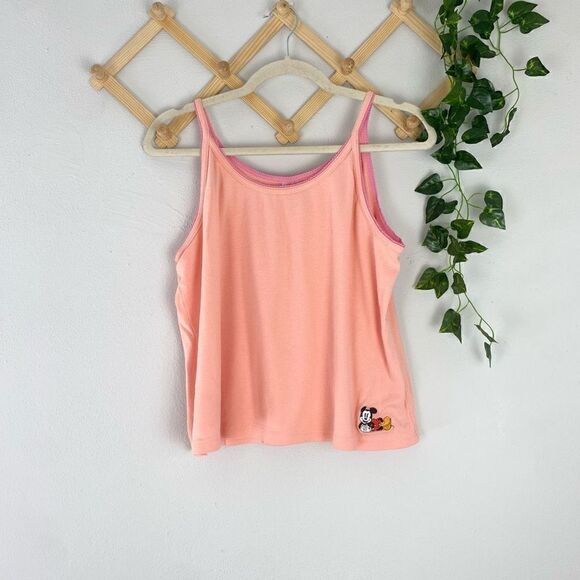 DISNEY Mickey Mouse Tank Top Coral Pink Size XL GUC P508 - Picture 1 of 6